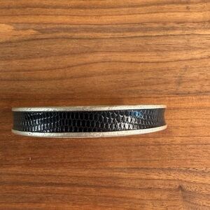 John Varvatos Sterling Silver Cuff with Black Leather